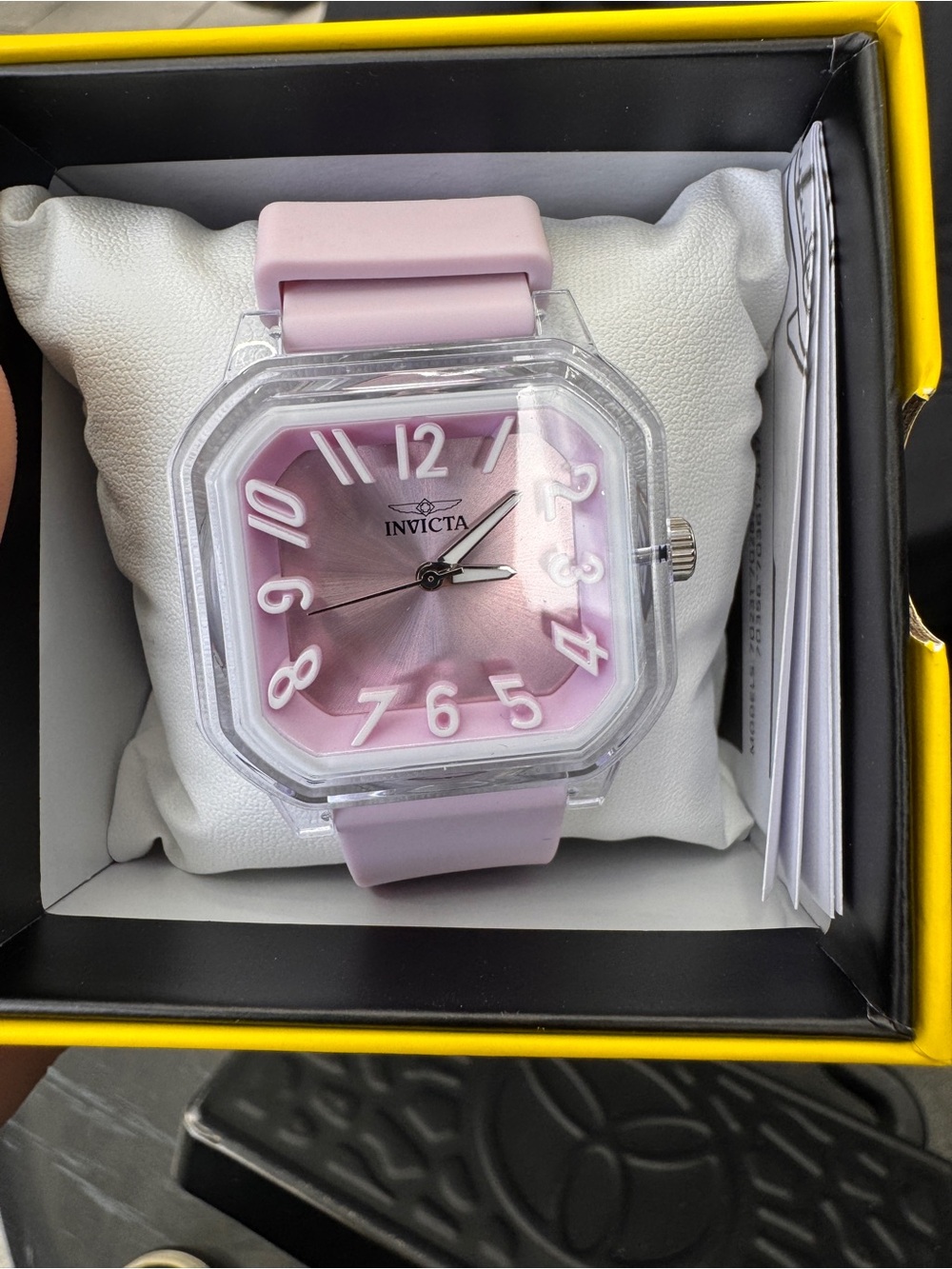 Invicta Women's Pastel Pink Square Crystal Case Watch - Picture 4 of 6